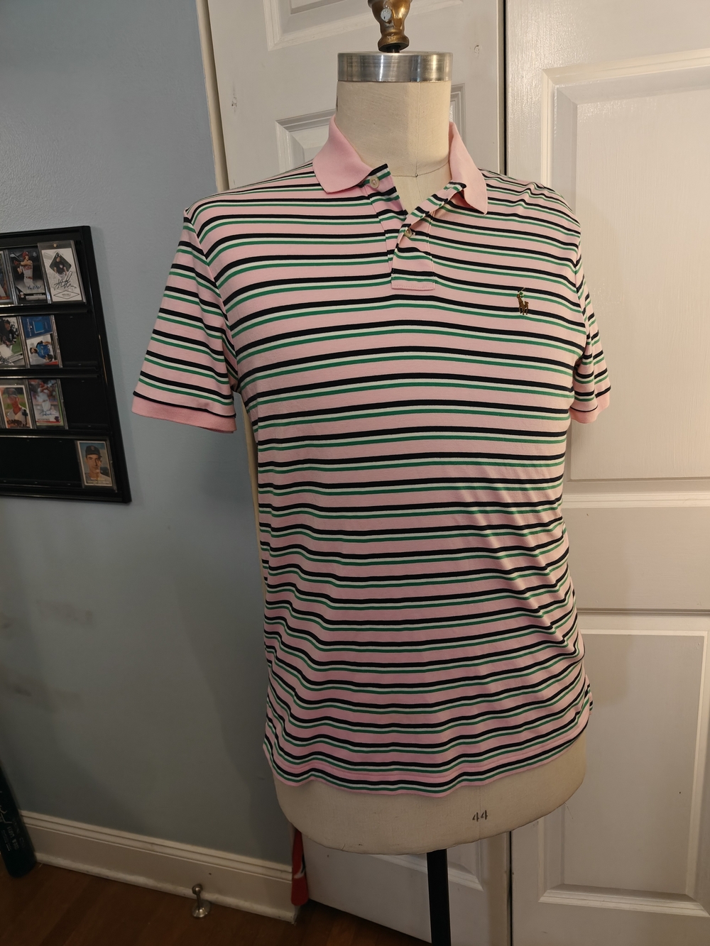Polo Ralph Lauren Mens Pink Striped Soft Touch Pima Cotton Polo Shirt Large